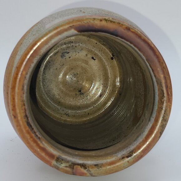 Signed PB Studio Art Pottery 4.25" Tall 3.5" Diameter Vase Shades of Brown Grey - Picture 10 of 10